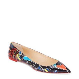Christian Louboutin BALLALLA Loubitag Graffiti Flat Ballerina Ballet Shoes